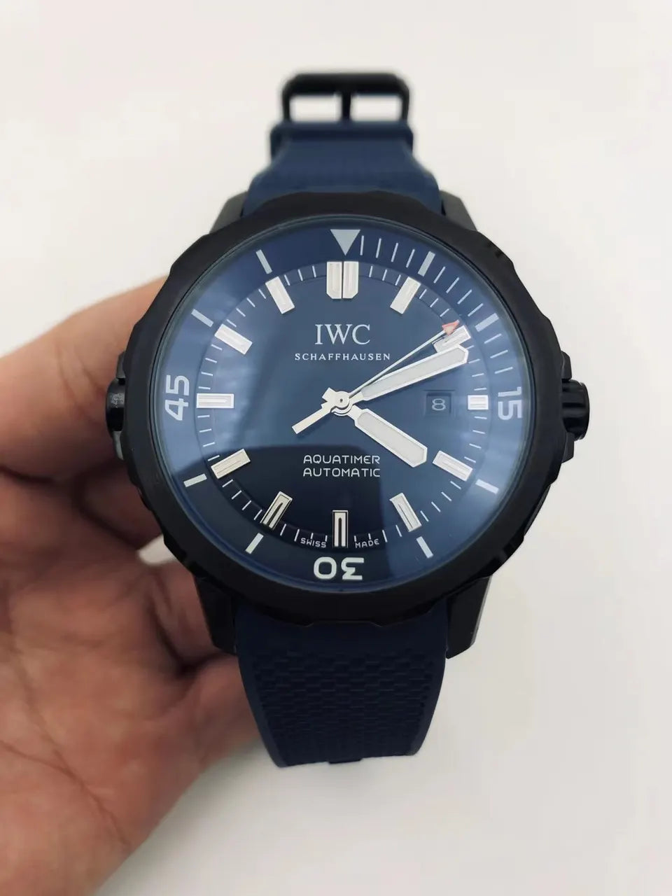 dial IWC Aquatimer Blue Rubber