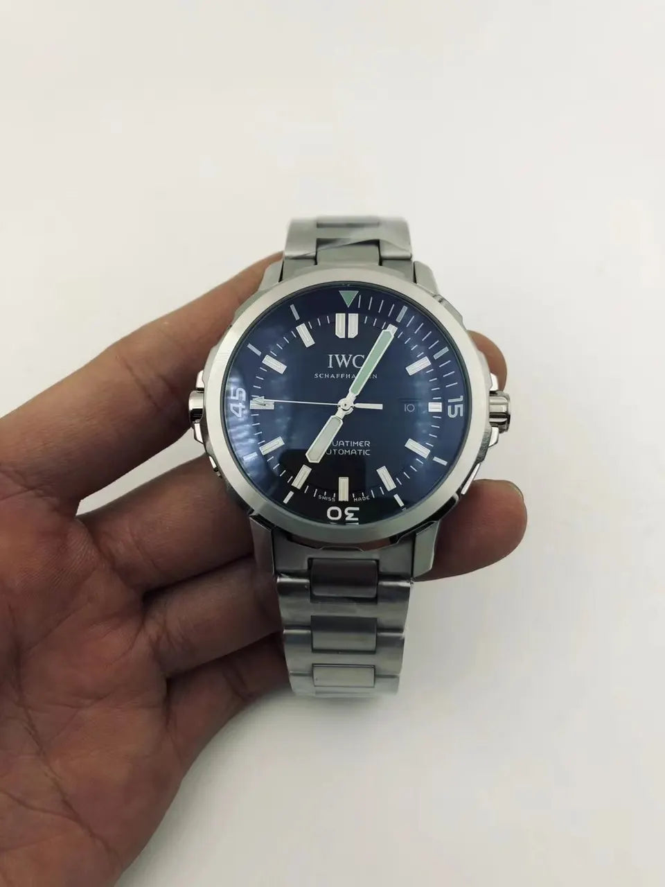 steel IWC Aquatimer Blue Dial
