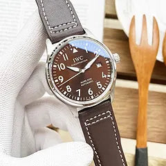 IWC Brown Dial Leather Watch - Hình 2