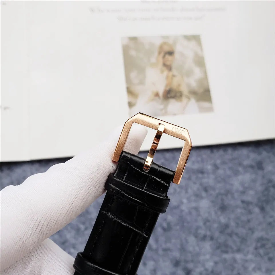 IWC White Dial Leather Watch - Hình 10