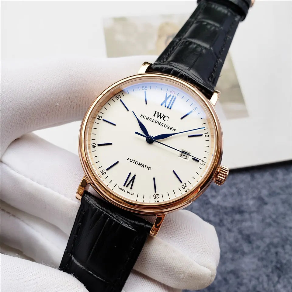 IWC White Dial Leather Watch - Hình 12