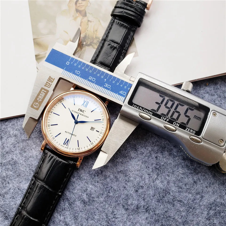 IWC White Dial Leather Watch - Hình 9