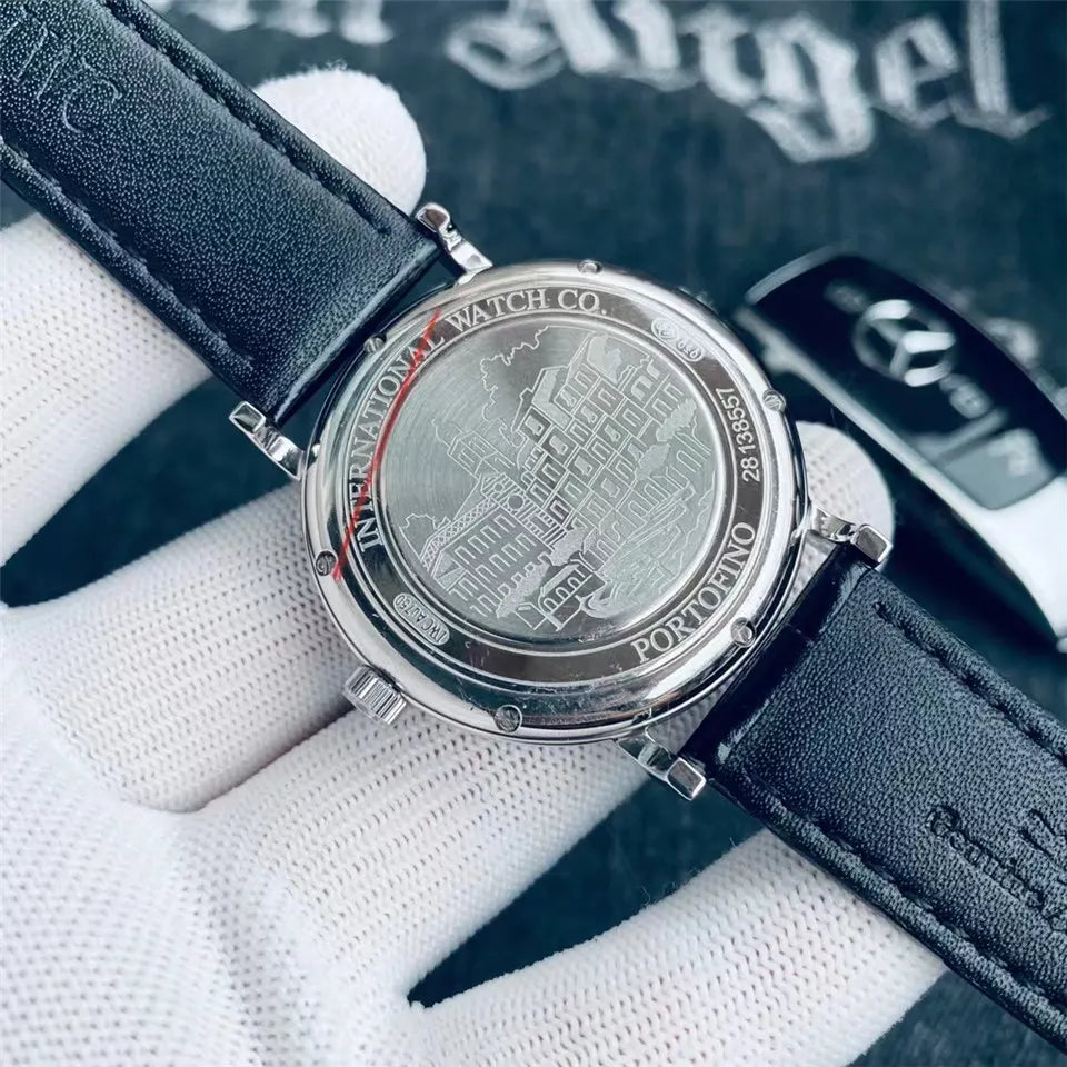 IWC White Dial Leather Watch - Hình 6