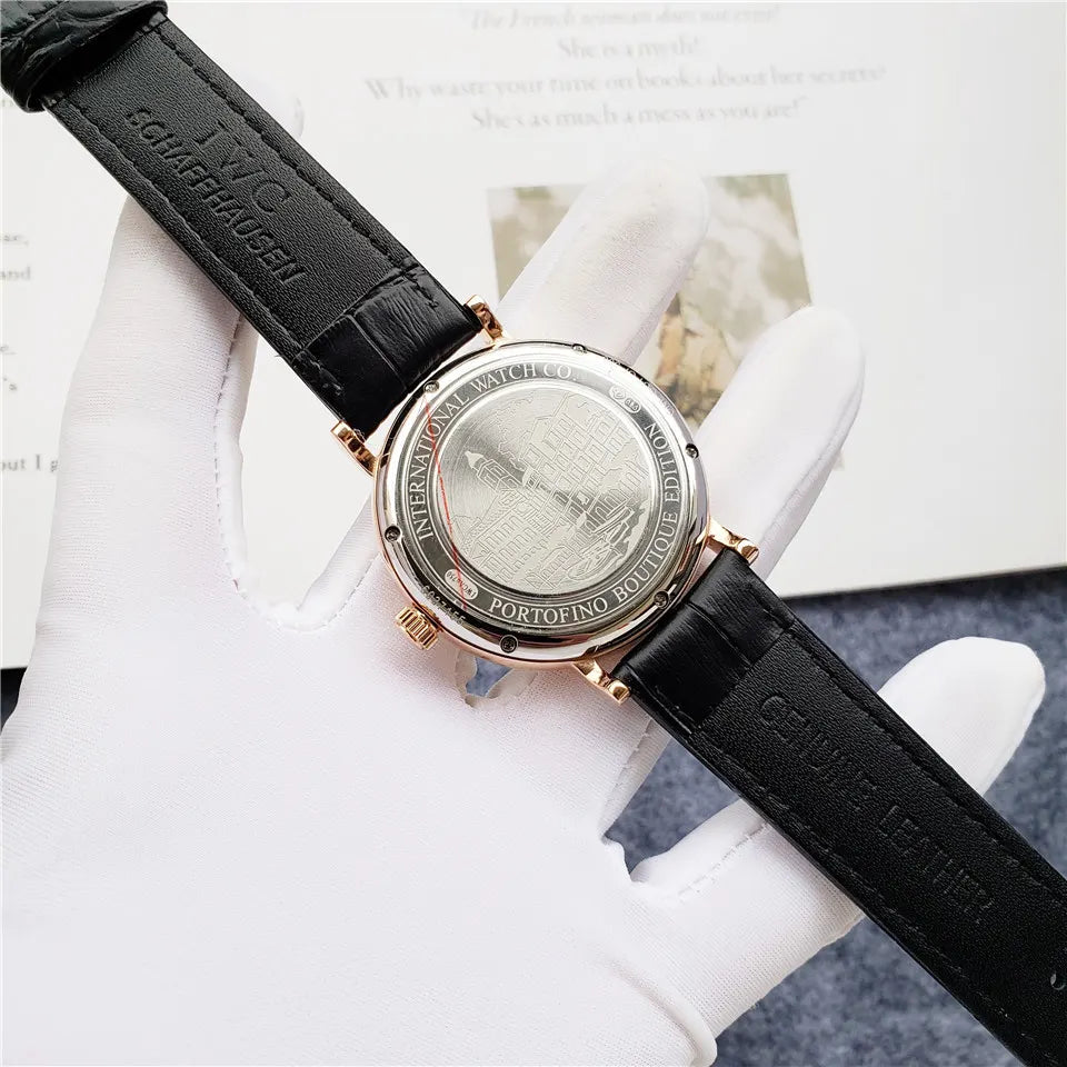 IWC White Dial Leather Watch - Hình 11