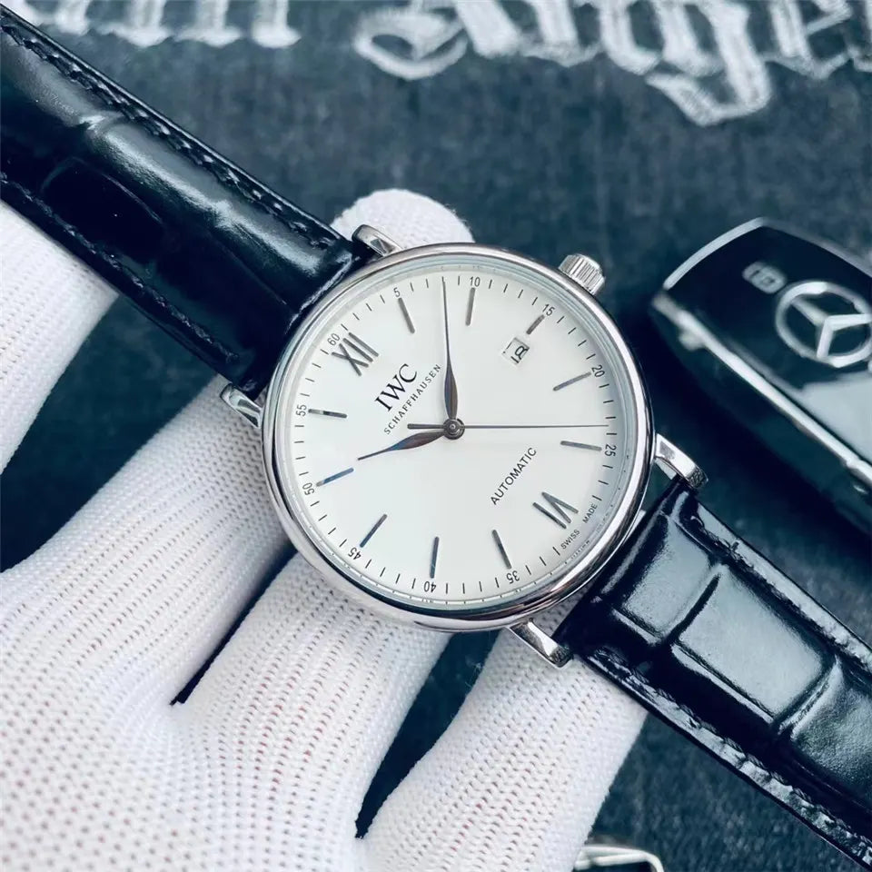 IWC White Dial Leather Watch