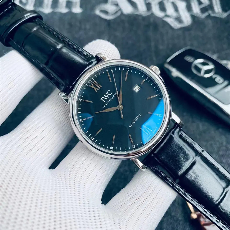 IWC White Dial Leather Watch - Hình 2