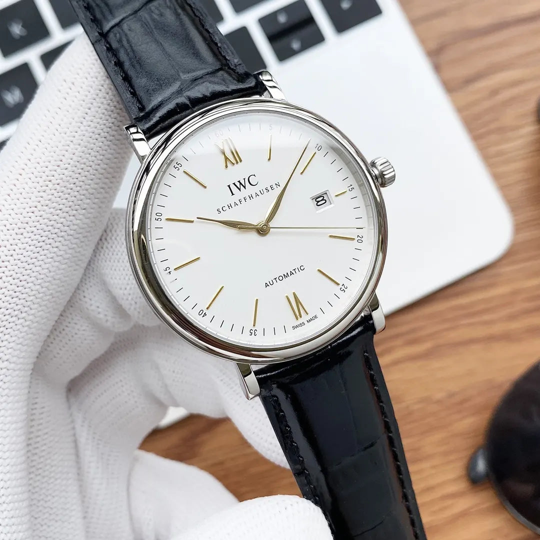 IWC White Dial Leather Watch