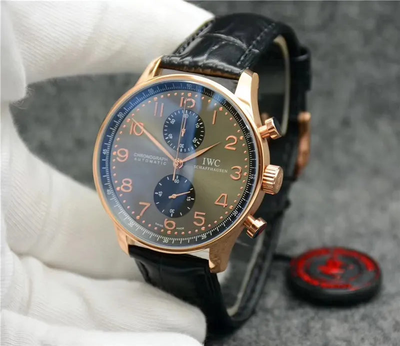 IWC Brown Dial Leather Chronograph - Hình 3