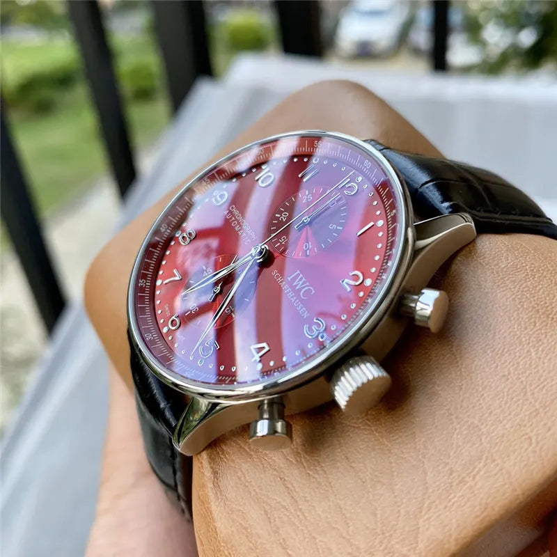 IWC Red Dial Chronograph - Hình 3