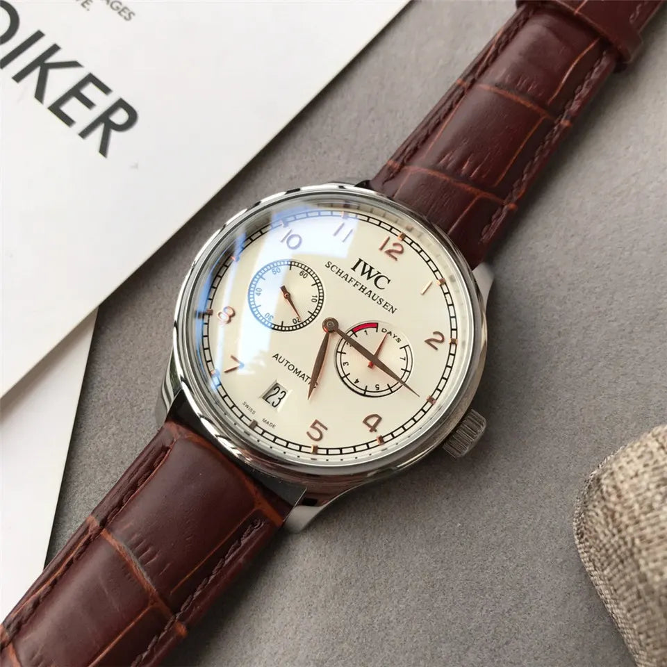 IWC Rose Gold Brown Leather - Hình 2