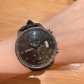 leather IWC Pilot Chronograph Black Dial