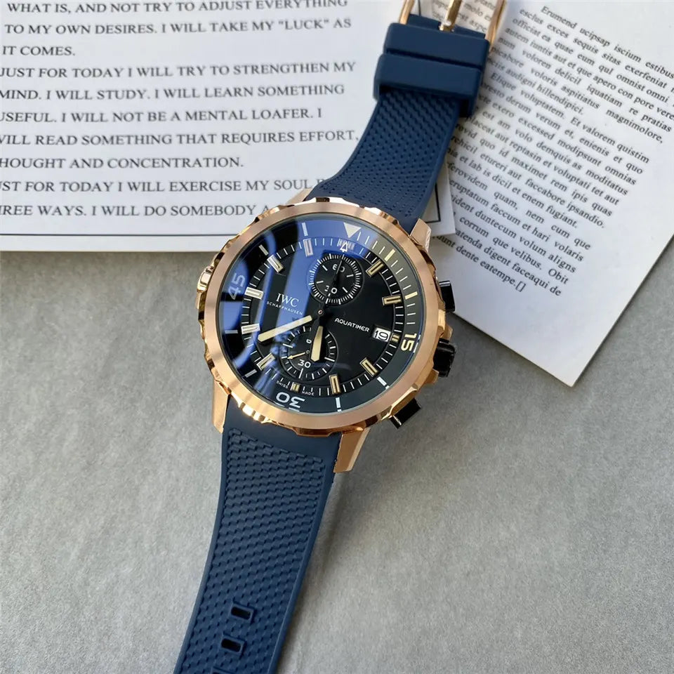 IWC Aquatimer Rose Gold Blue Rubber