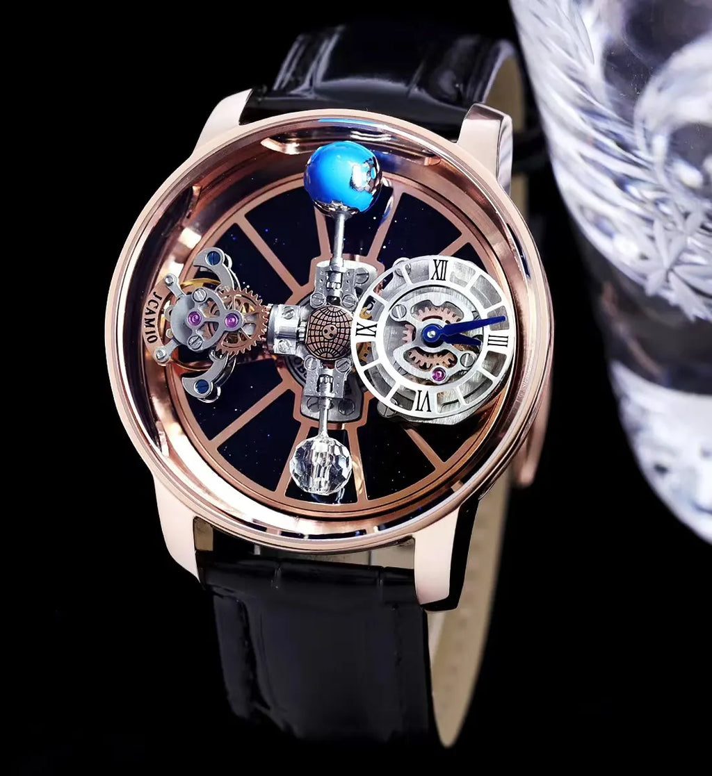Rose Gold Blue Globe Watch
