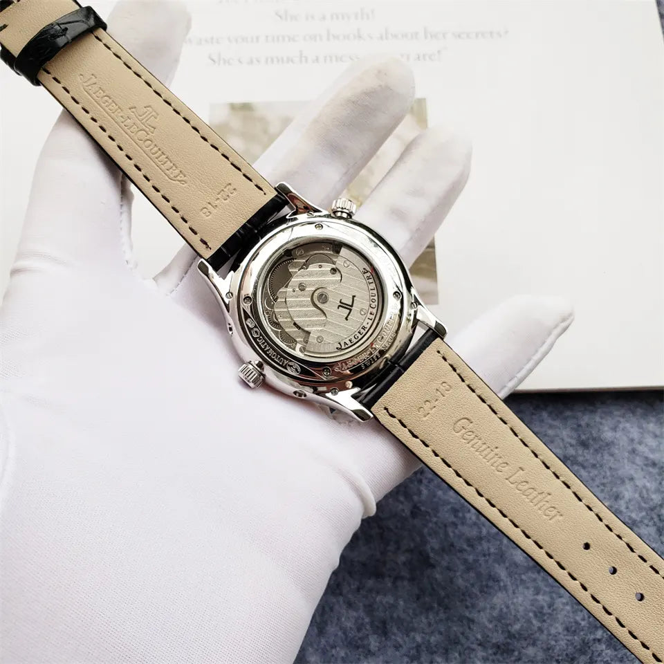 Jaeger-LeCoultre Silver Dial Black Leather - Hình 4