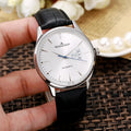 automatic Jaeger-LeCoultre Silver Dial Black Leather