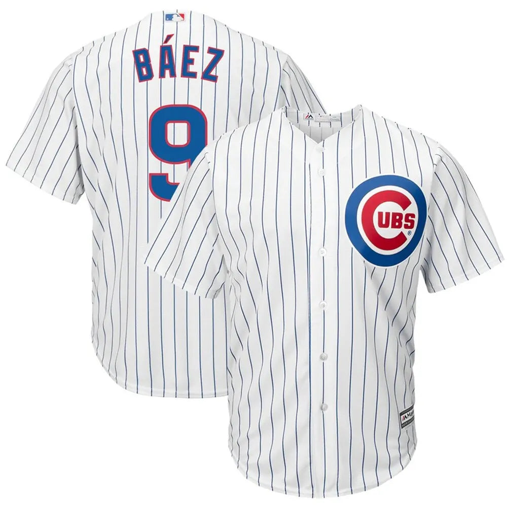 Baez Cubs Pinstripe Jersey majestic