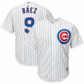 majestic Baez Cubs Pinstripe Jersey