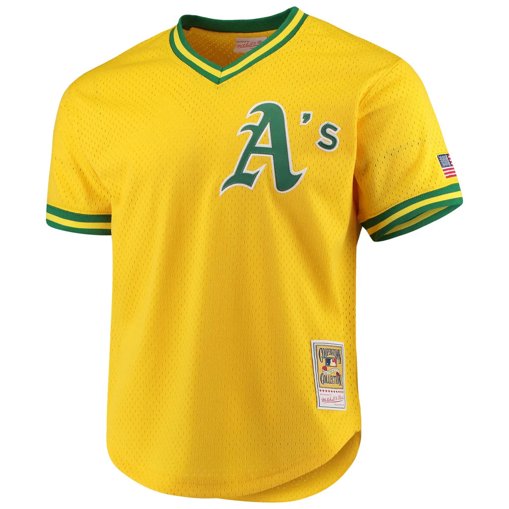 mitchell ness Athletics Yellow Throwback Jersey - Hình 3