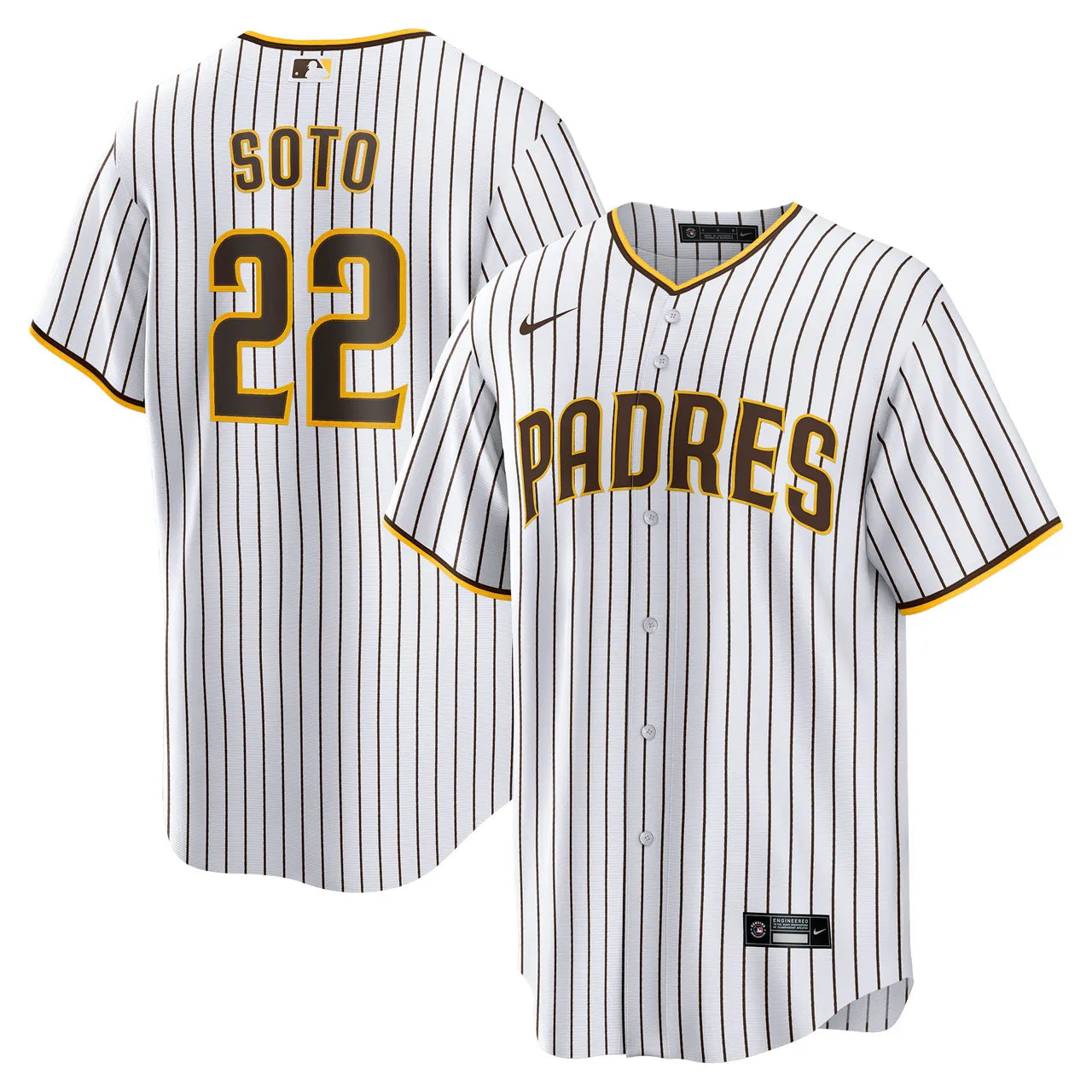 Soto Padres White Pinstripe Jersey