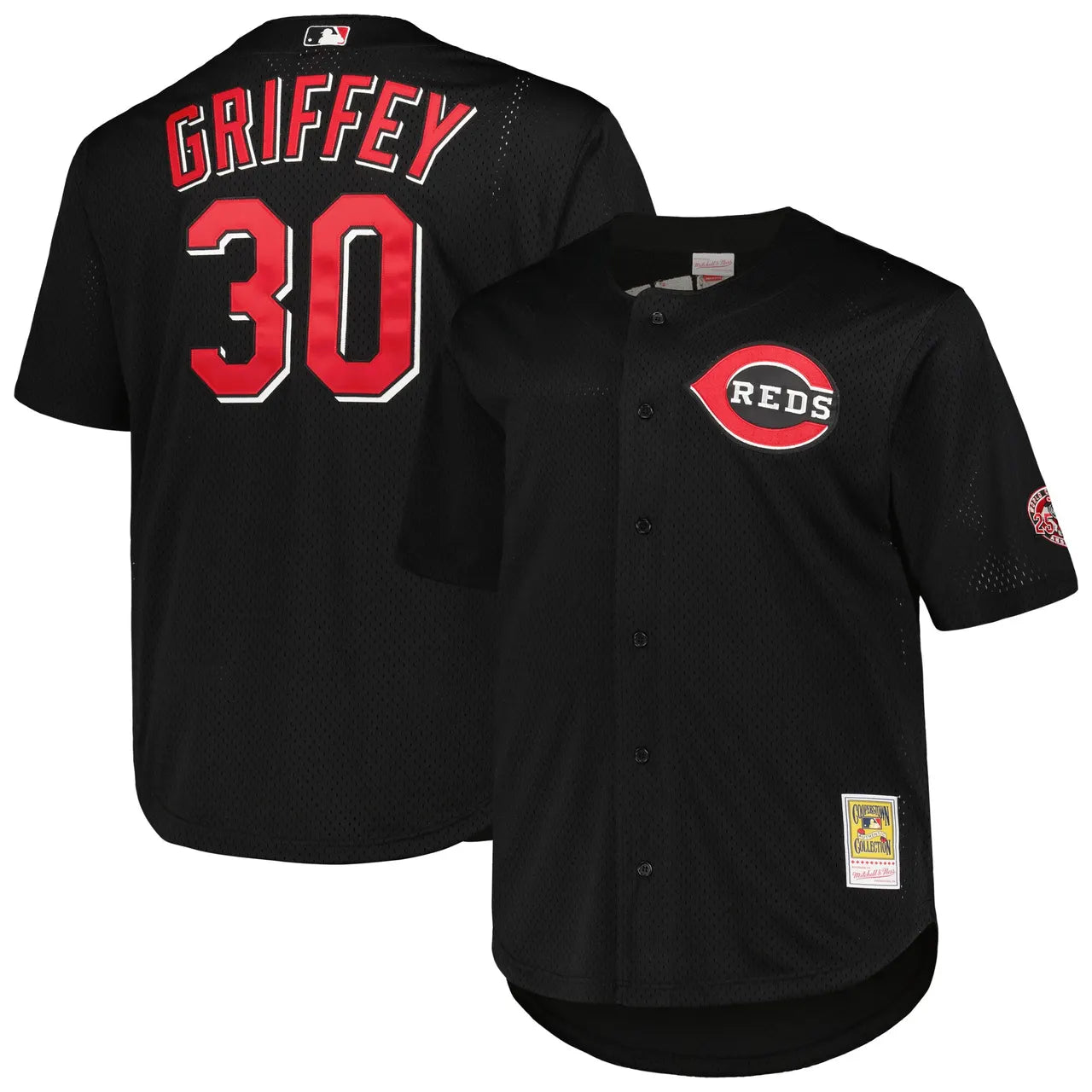 Griffey Reds Black Cooperstown Jersey - Hình 2