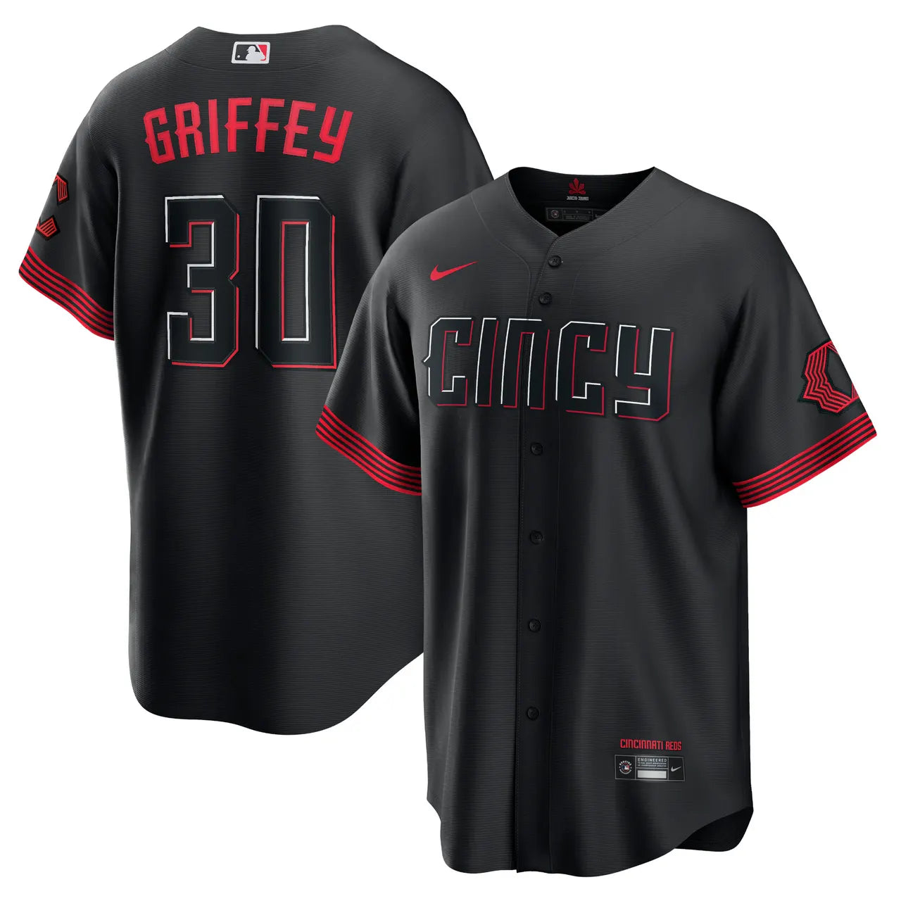 Griffey Jr Reds Black Jersey - Hình 2