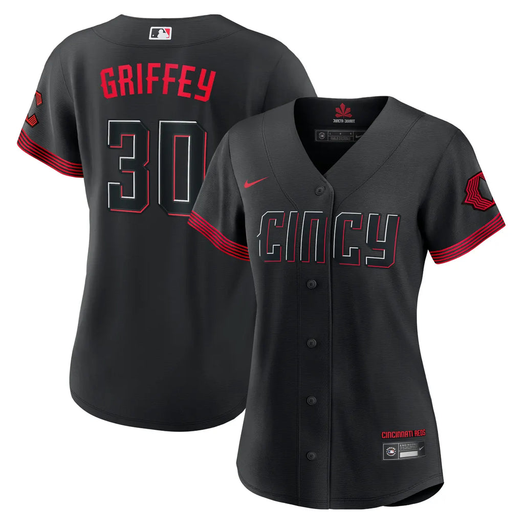 Nike Griffey Reds Black Jersey - Hình 2