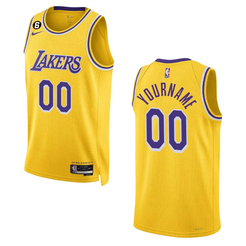 nike iconic Lakers Gold Custom Jersey