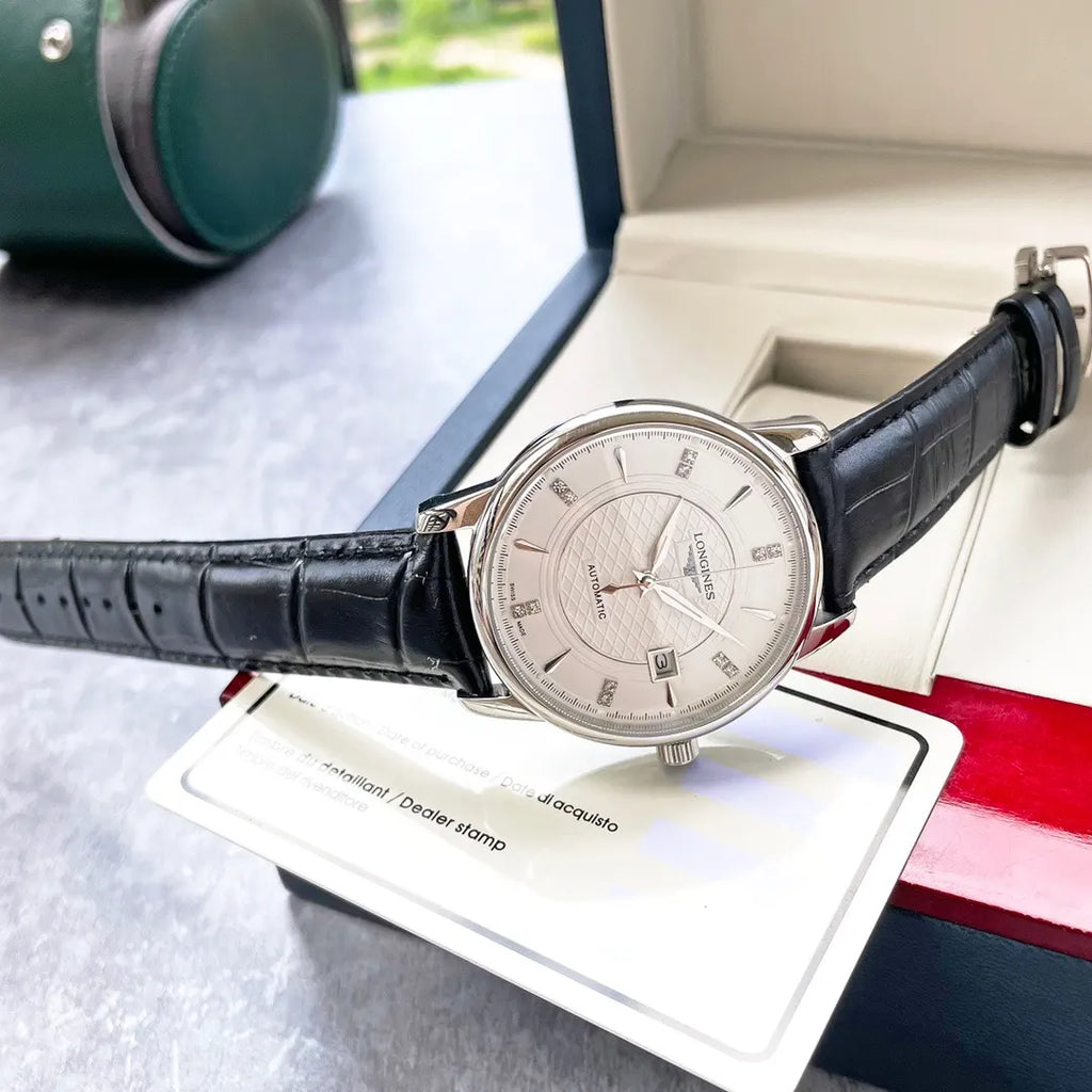 Longines Diamond Dial Leather Watch - Hình 2