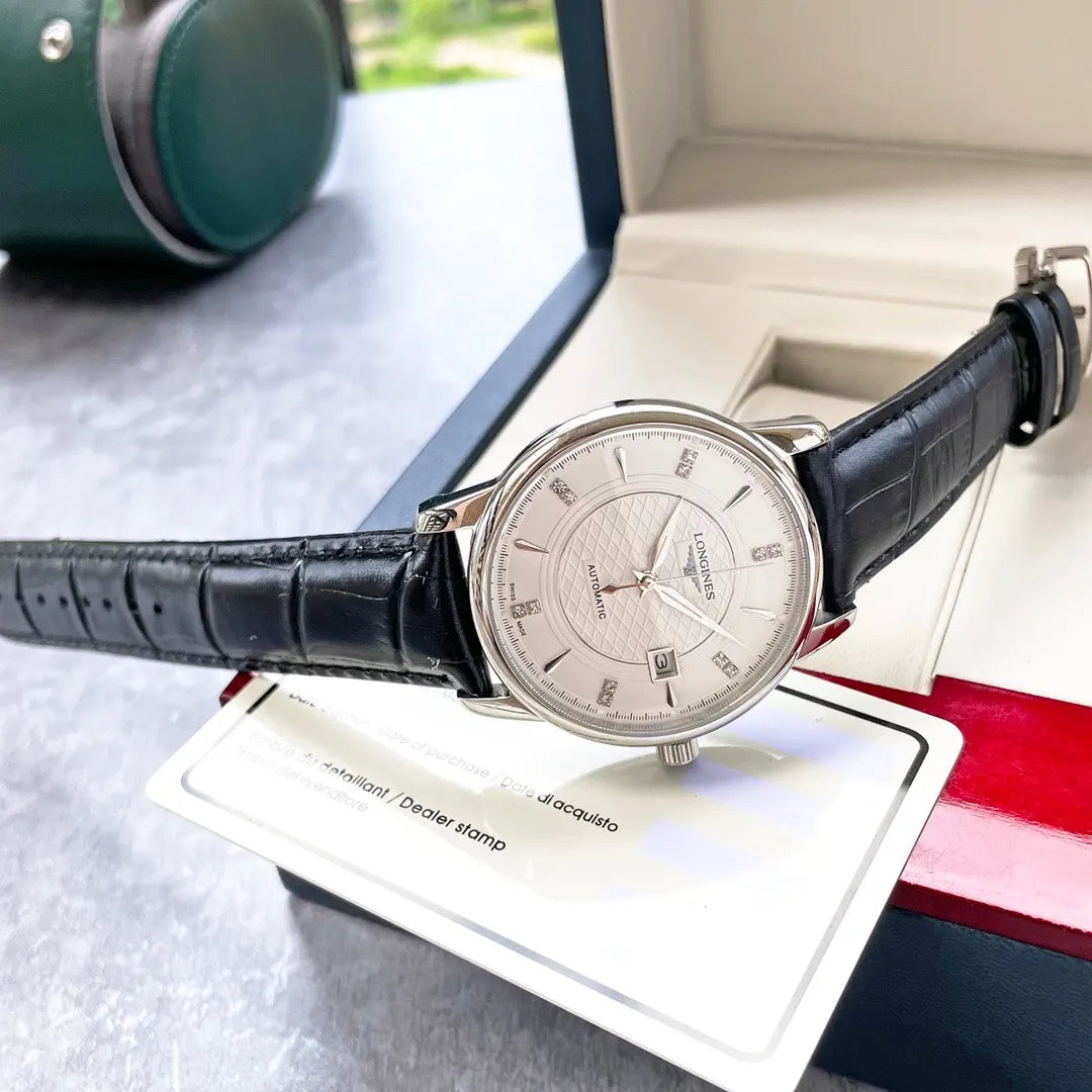 Longines Diamond Dial Leather Watch - Hình 2
