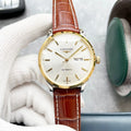 Longines Silver Dial Brown Leather