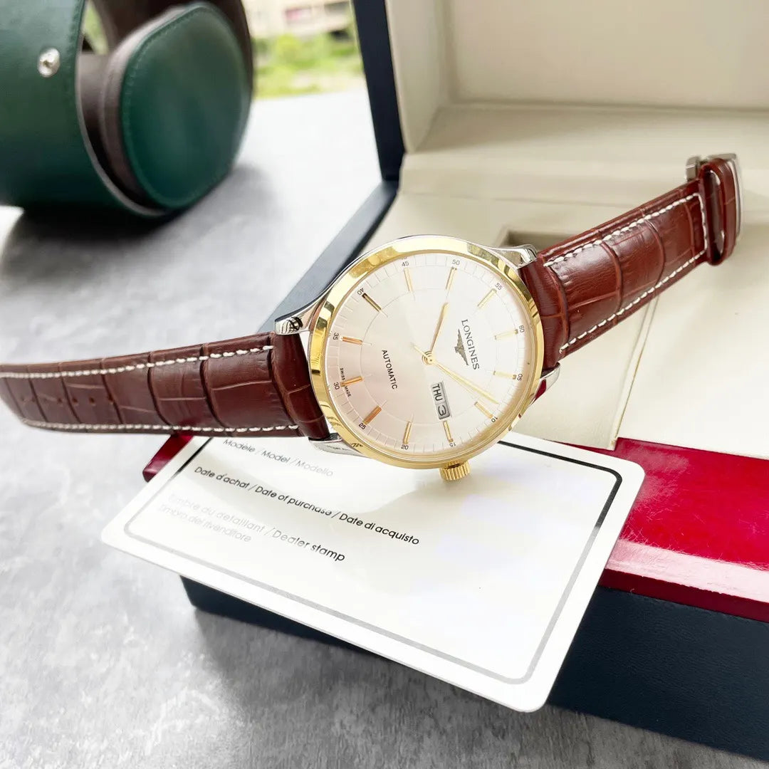 Longines Silver Dial Brown Leather - Hình 2