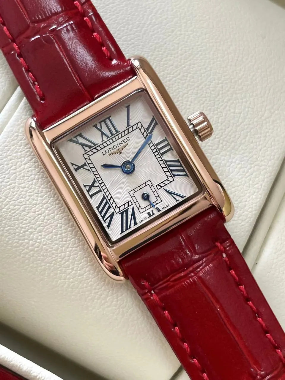 Longines Rose Gold Red Leather