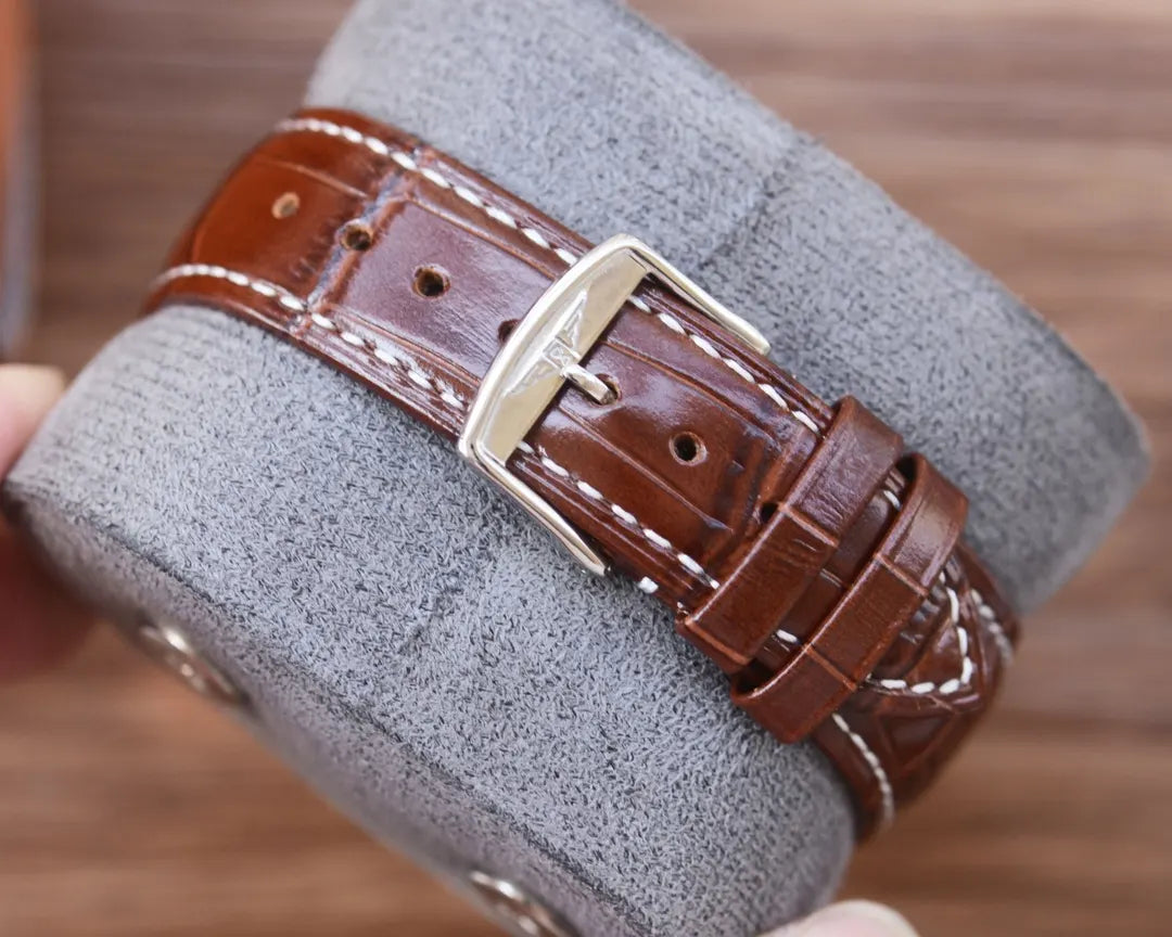 Longines Gold Bezel Leather Watch - Hình 2