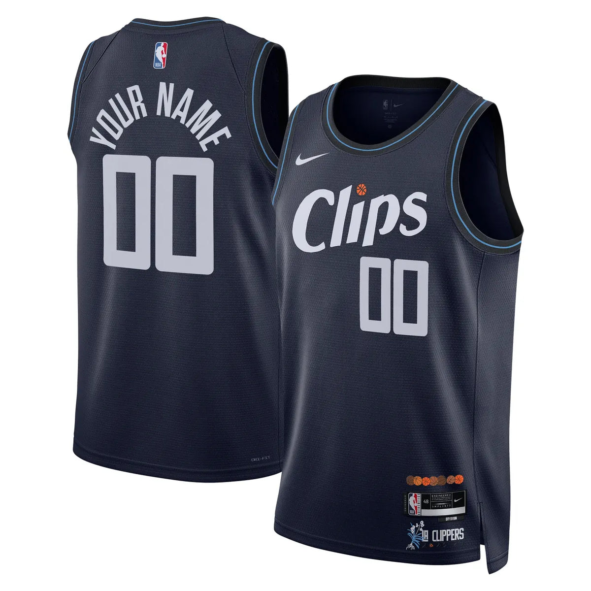 nike Clippers Navy Custom Jersey
