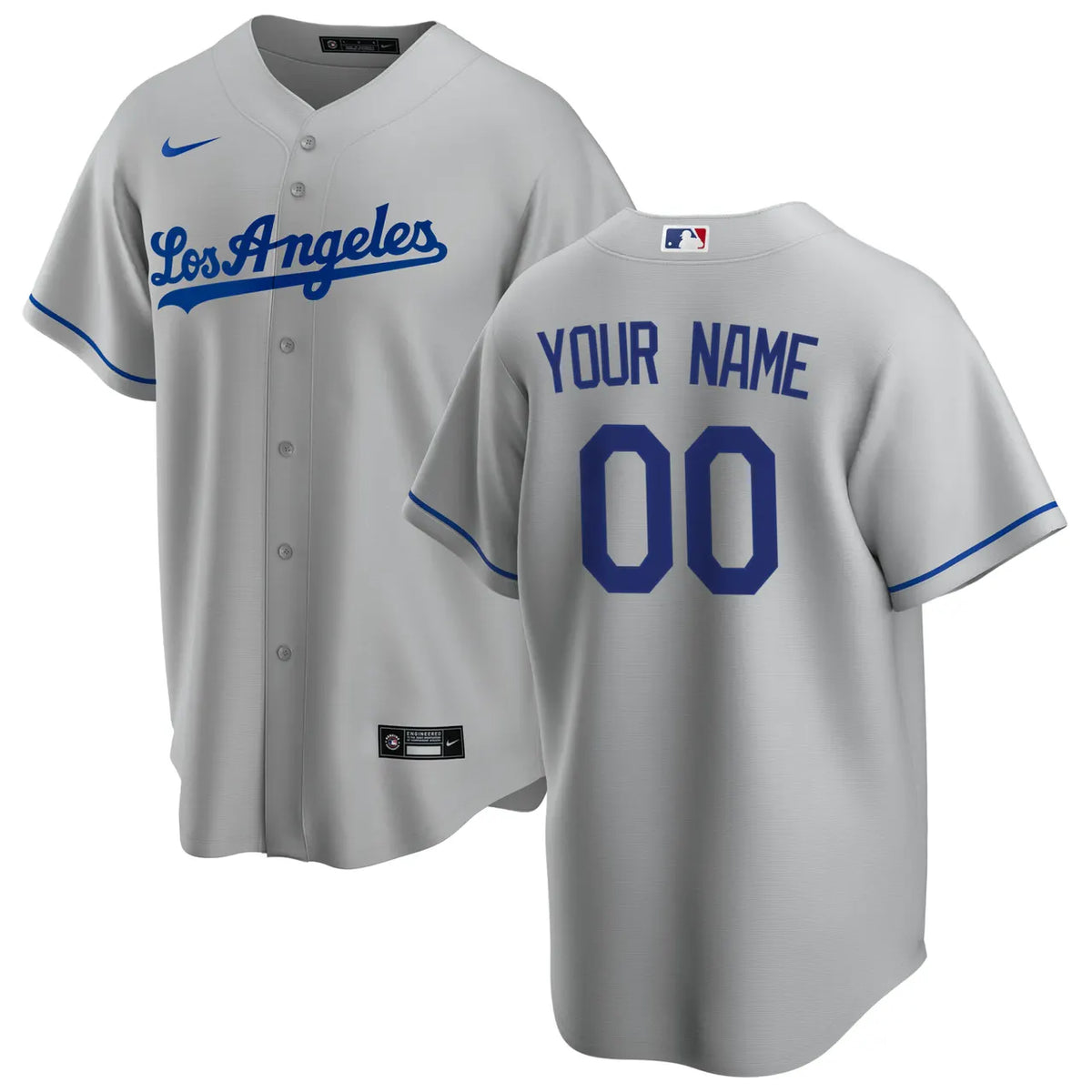 Dodgers Gray Road Custom Jersey