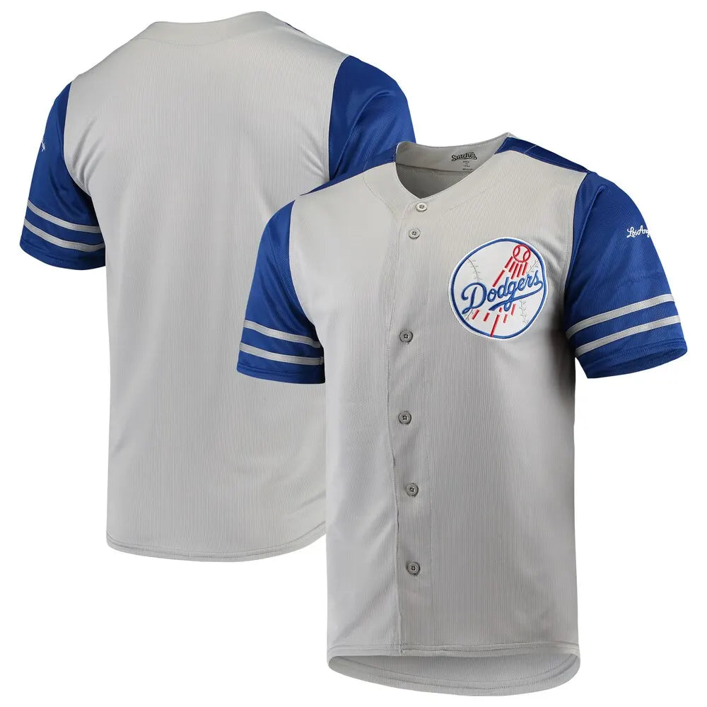 mitchell Dodgers Gray Throwback Jersey