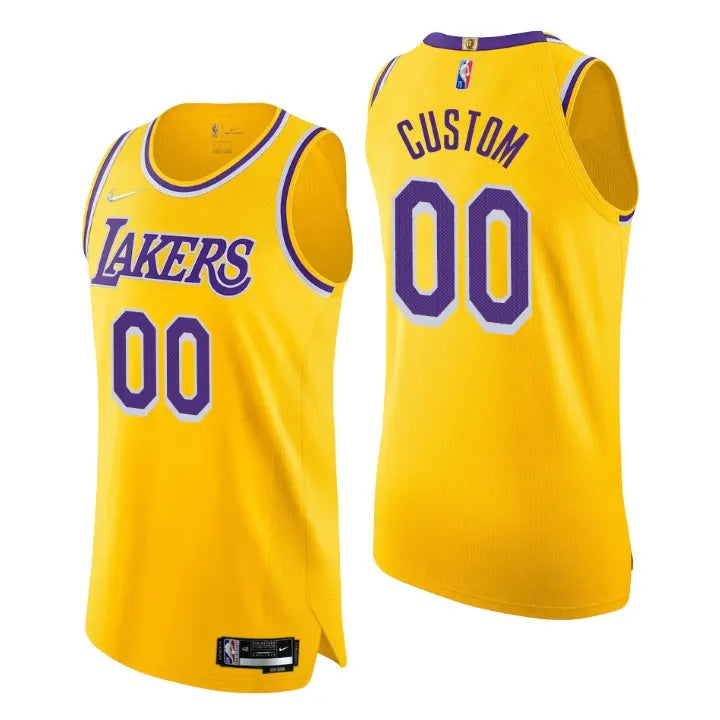 nike association Lakers Gold Custom Jersey