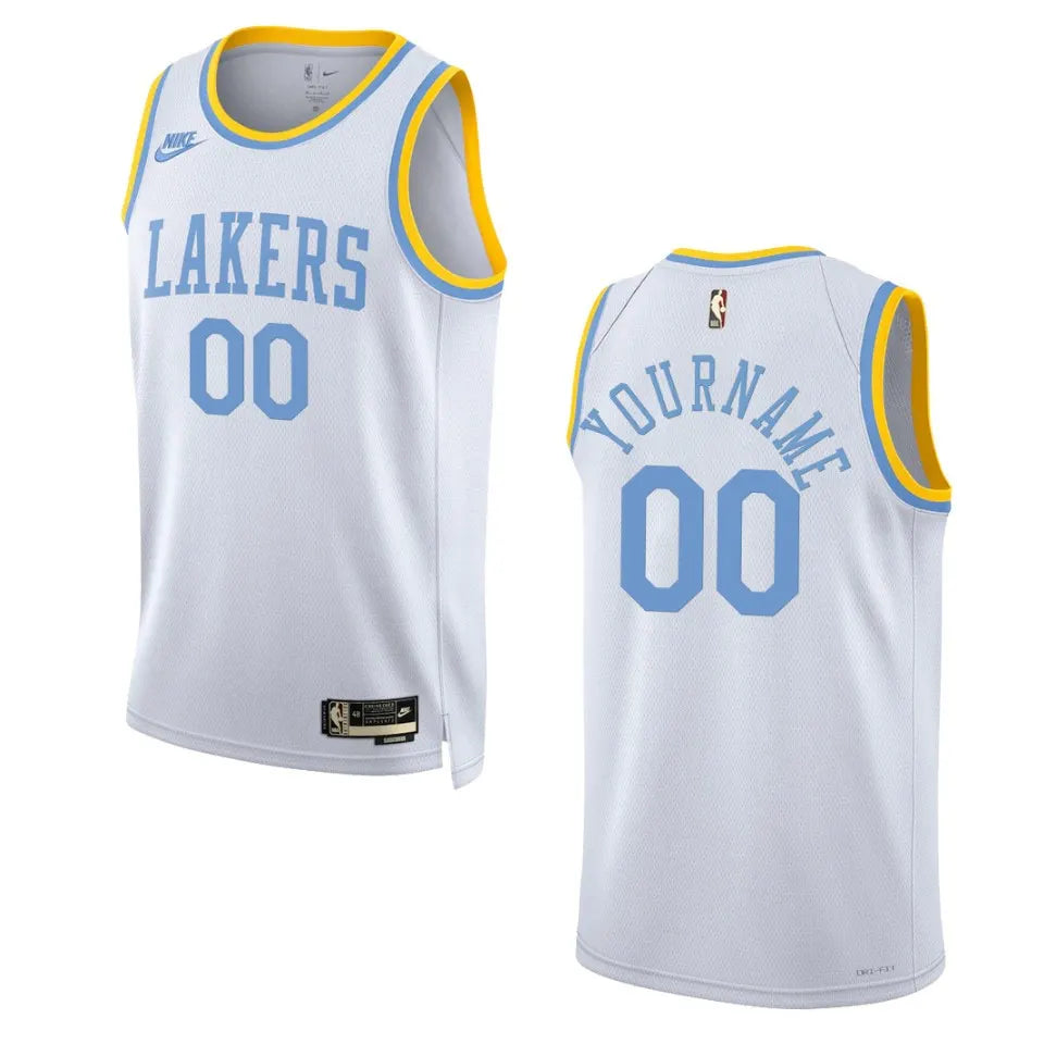 custom Nike Lakers White Jersey