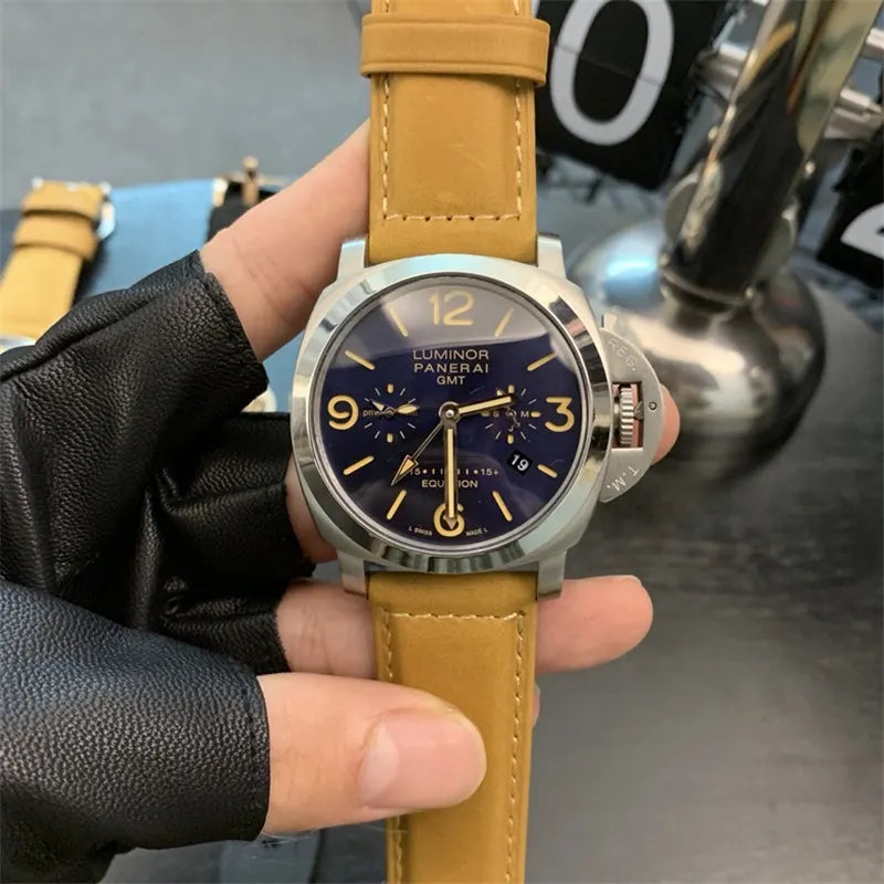 tan Panerai Luminor GMT Blue Dial - Hình 9