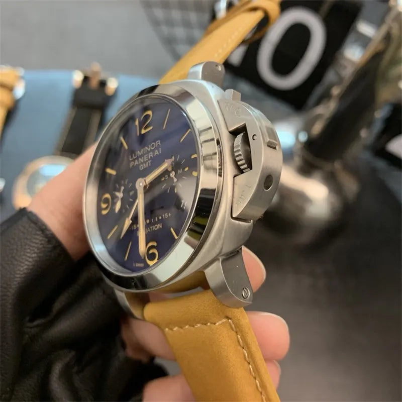 tan Panerai Luminor GMT Blue Dial - Hình 6