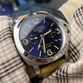 tan Panerai Luminor GMT Blue Dial