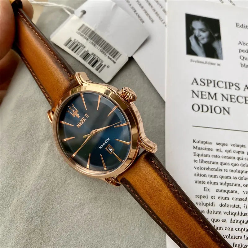 Maserati Blue Leather Rose Gold - Hình 4