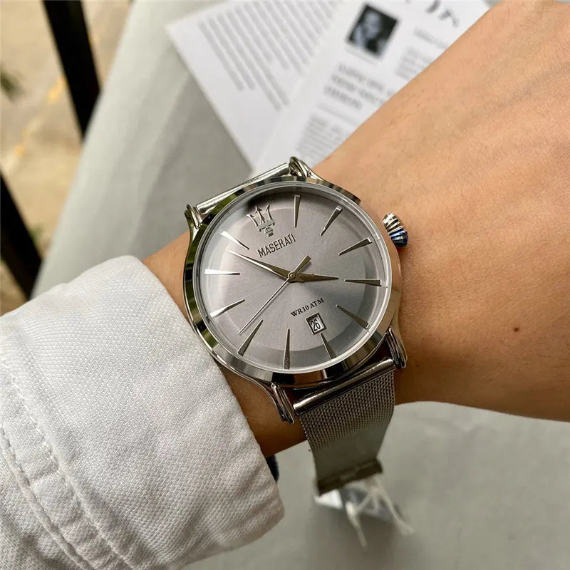 Maserati Silver Mesh Watch - Hình 2