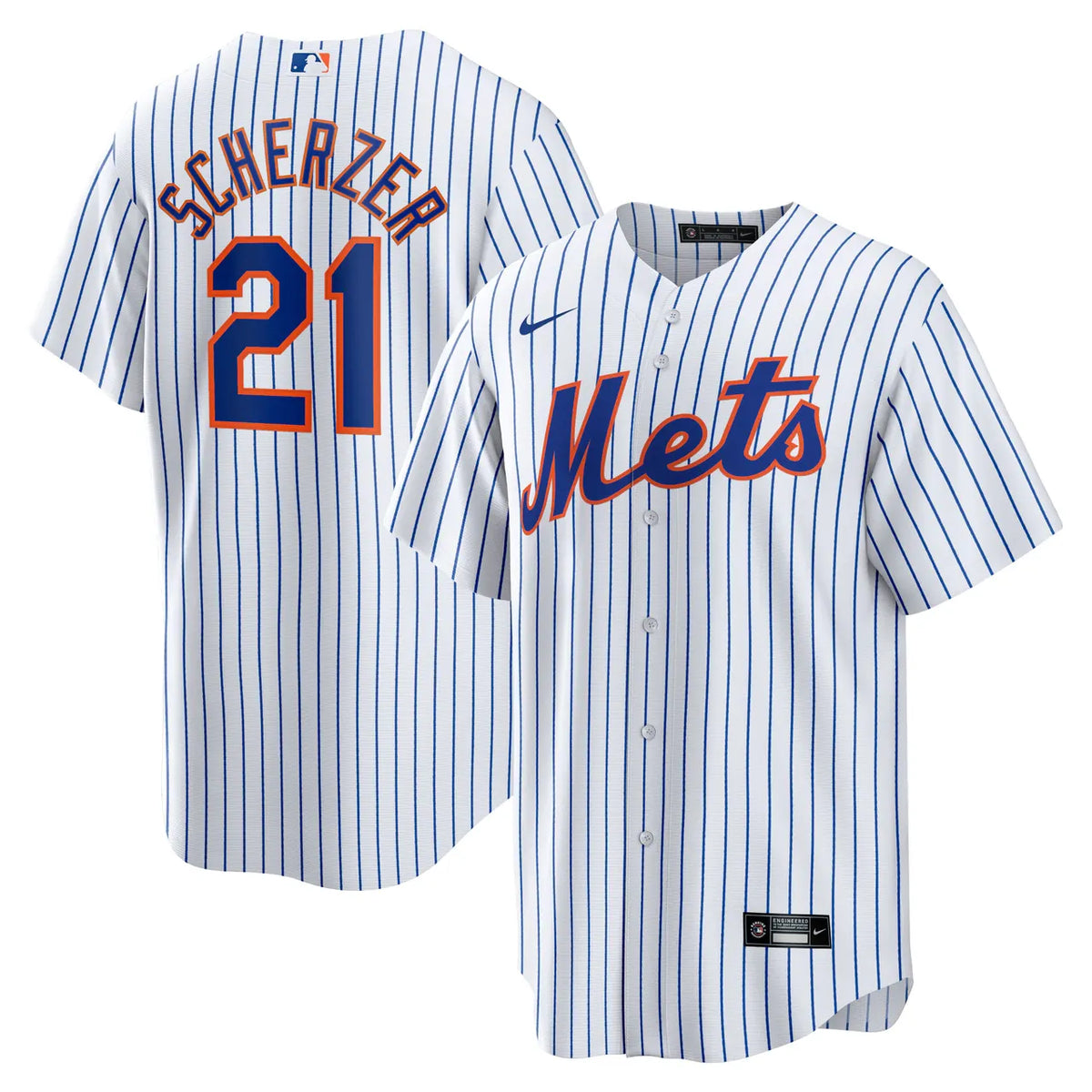 Scherzer Mets Pinstripe Jersey - Hình 2