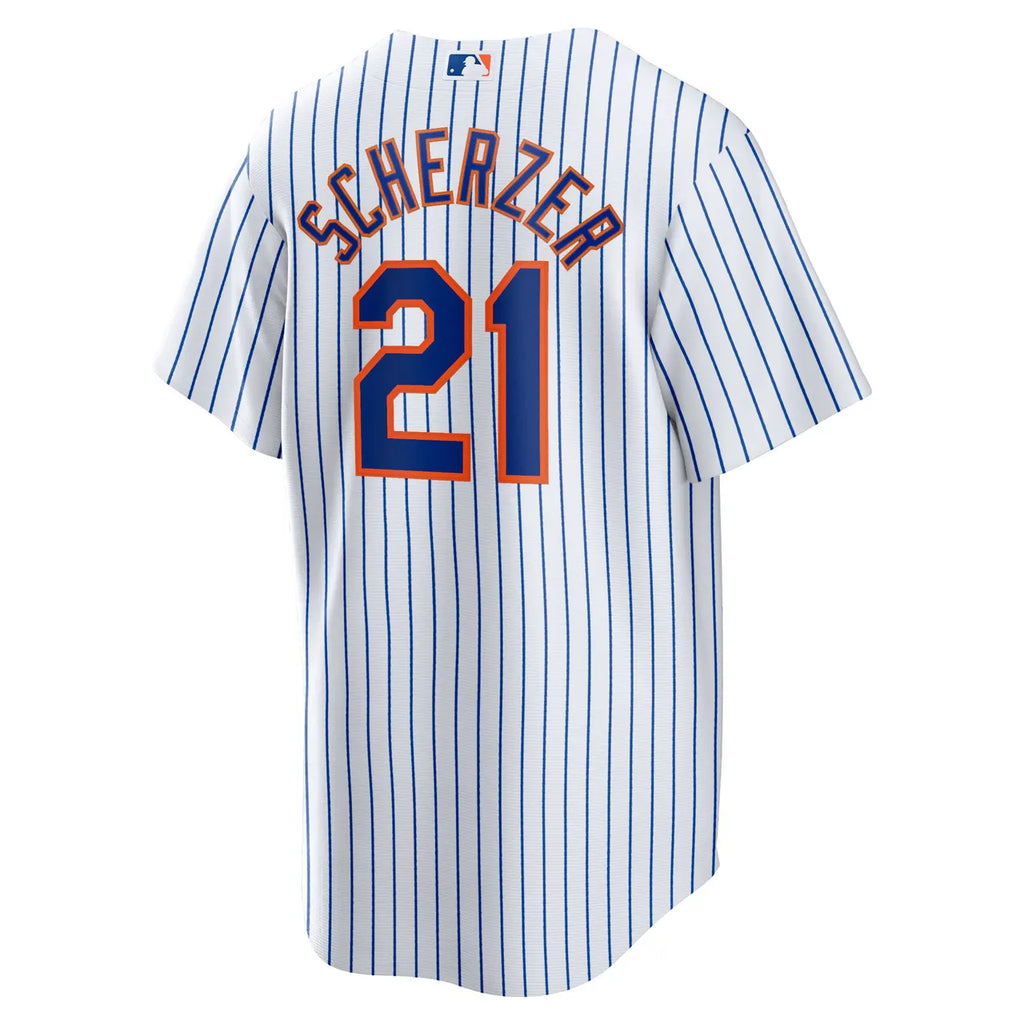 Scherzer Mets Pinstripe Jersey - Hình 4