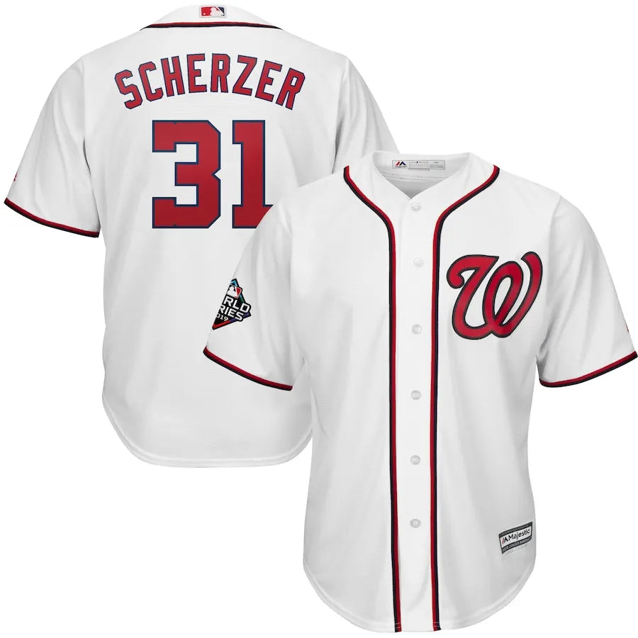 Scherzer Nationals White Home Jersey