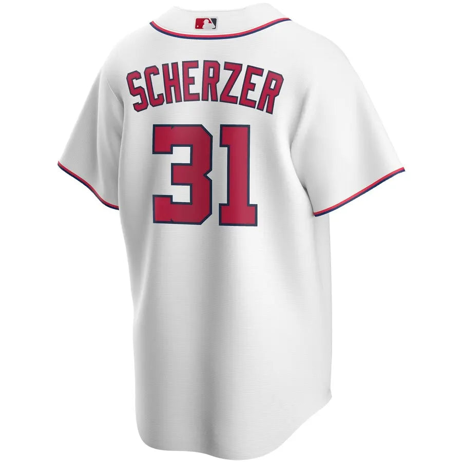 Scherzer Nationals White Jersey - Hình 3