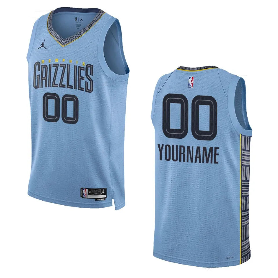 Jordan Grizzlies Blue Custom Jersey