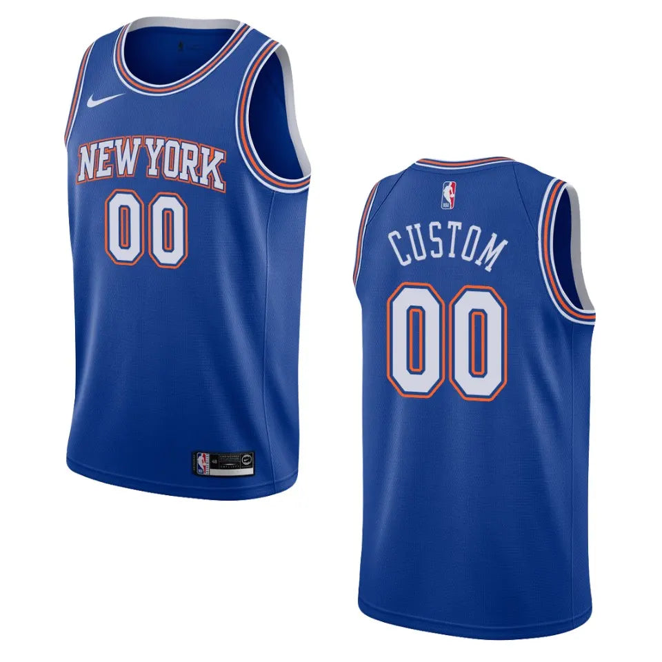 nike icon Knicks Blue Custom Jersey