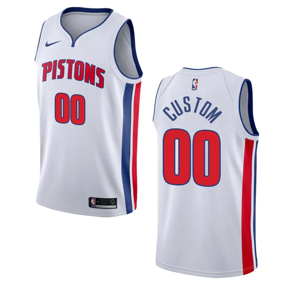 icon Nike Pistons White Custom Jersey